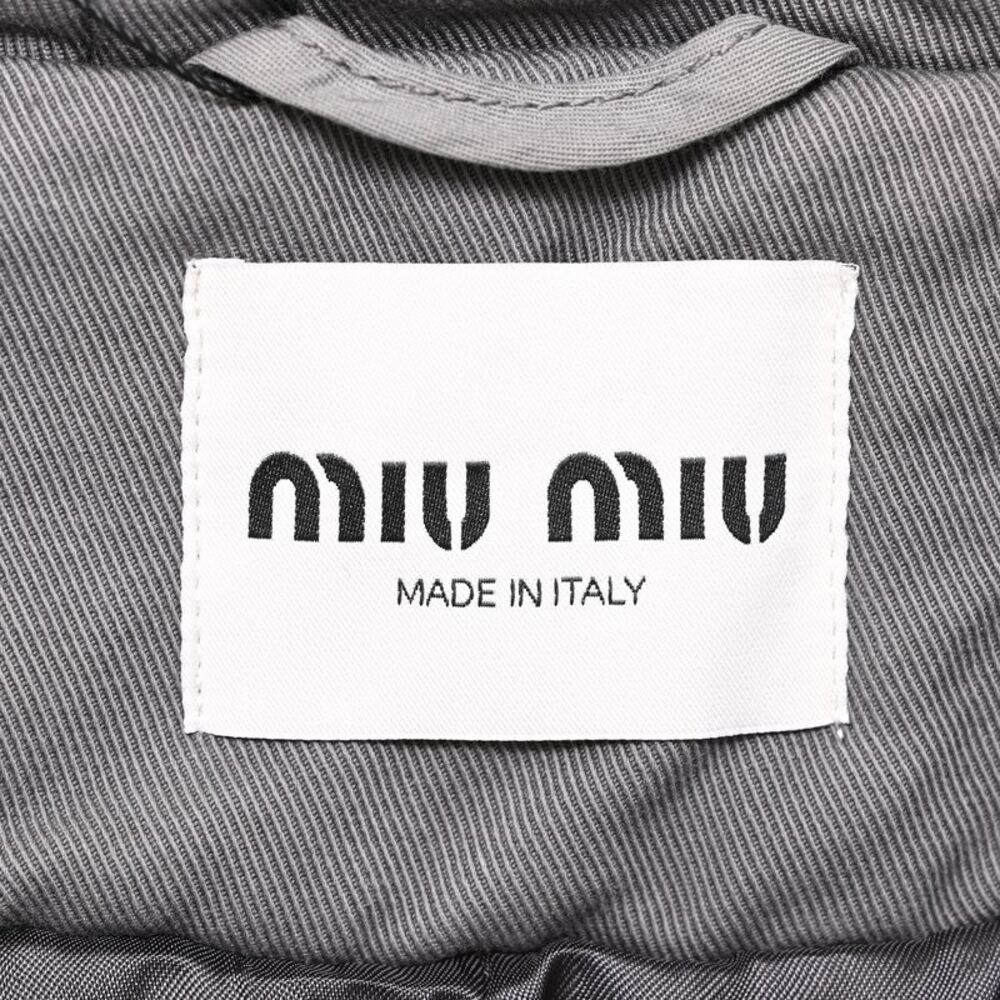 Miu Miu Zip-Up Padded Hooded Jacket in Grey Cotton - Picture 5 of 12